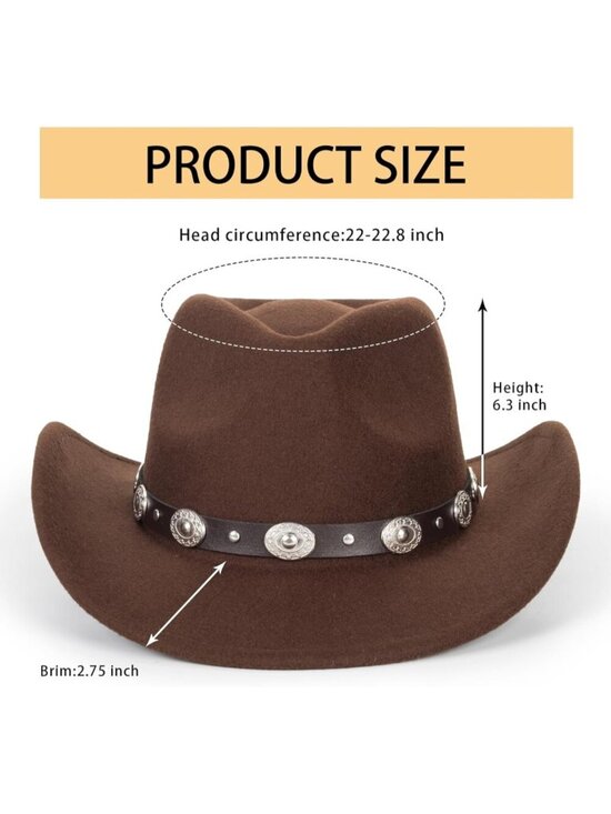Womens Coffee Western Cowboy and Cowgirl Fedoras Hat Belt Buckle (Size:Medium)